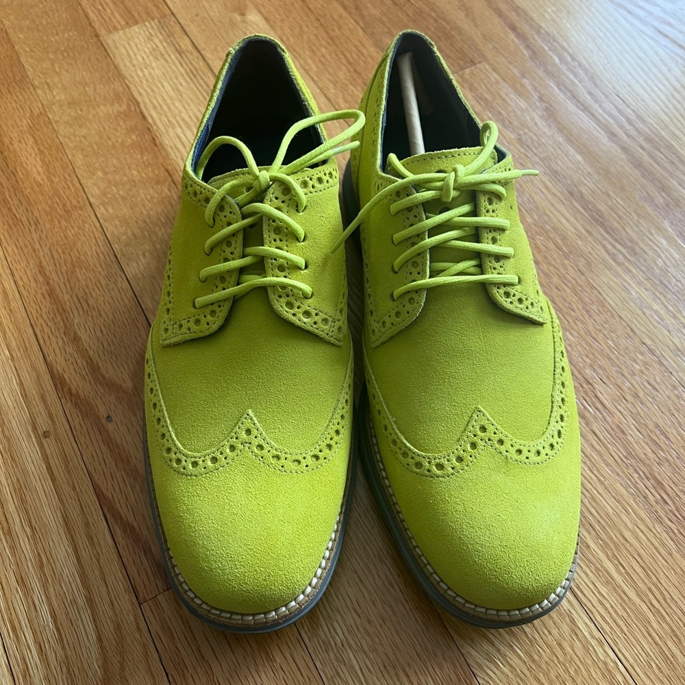 New Cole Haan Mens Lunargrand Volt Green Suede Wingtip Oxford C11500 Size 8
